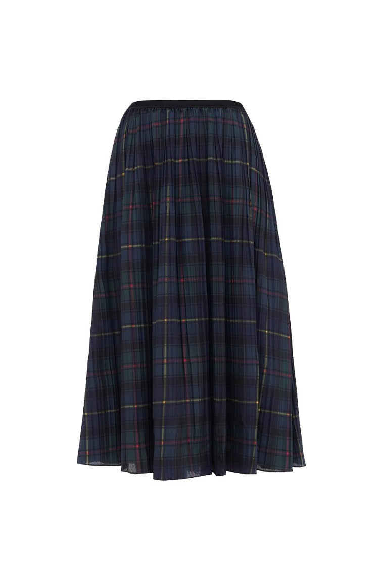Polo Ralph Lauren Green Polyester Tartan Plaid Pleated Midi Skirt