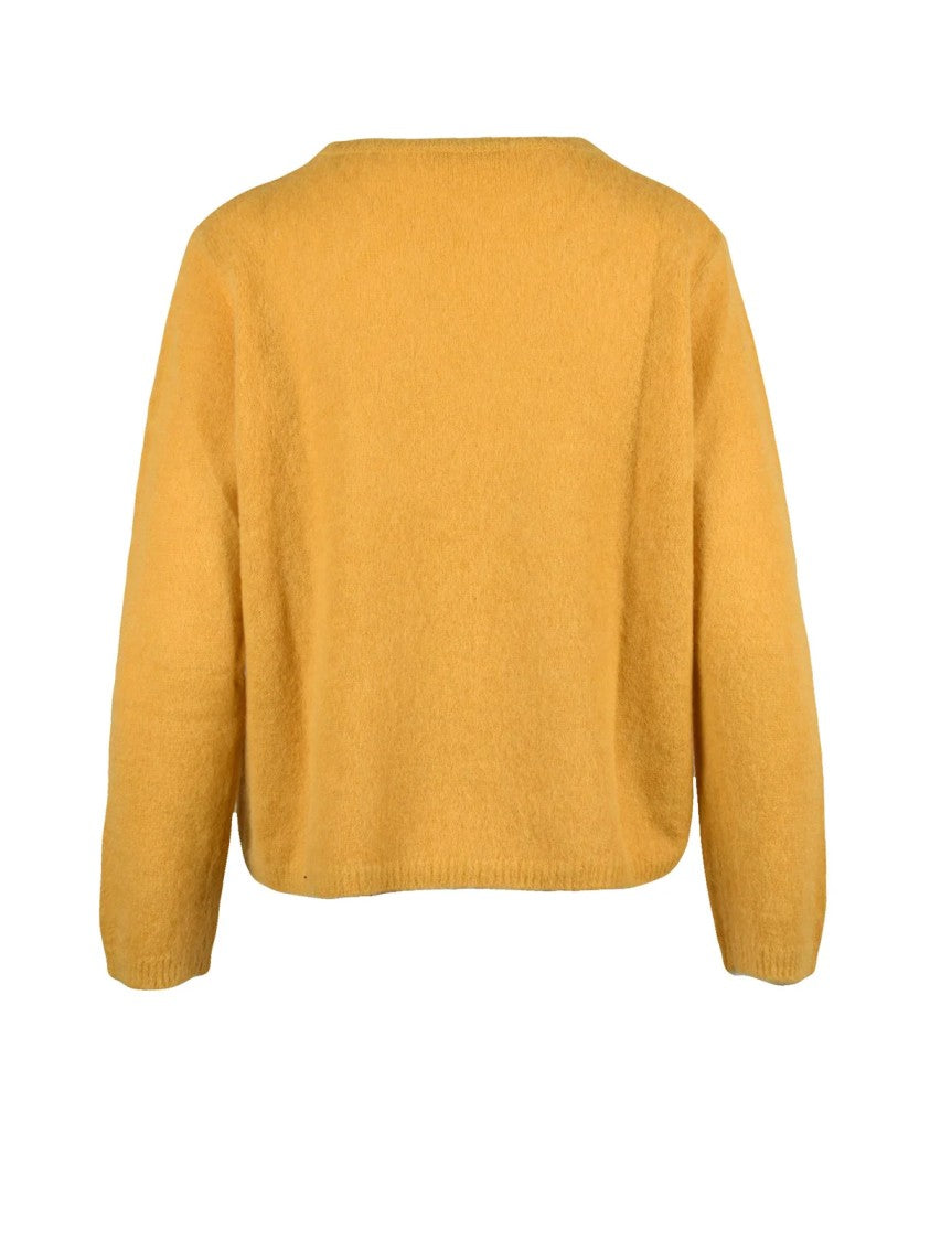 Kangra Plush Yellow Crewneck Sweater With Cropped Fit