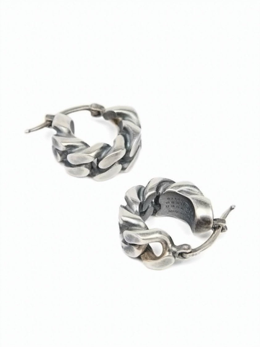 Mm6 By Maison Margiela Sculptural Hoop Earrings With Textured Finish