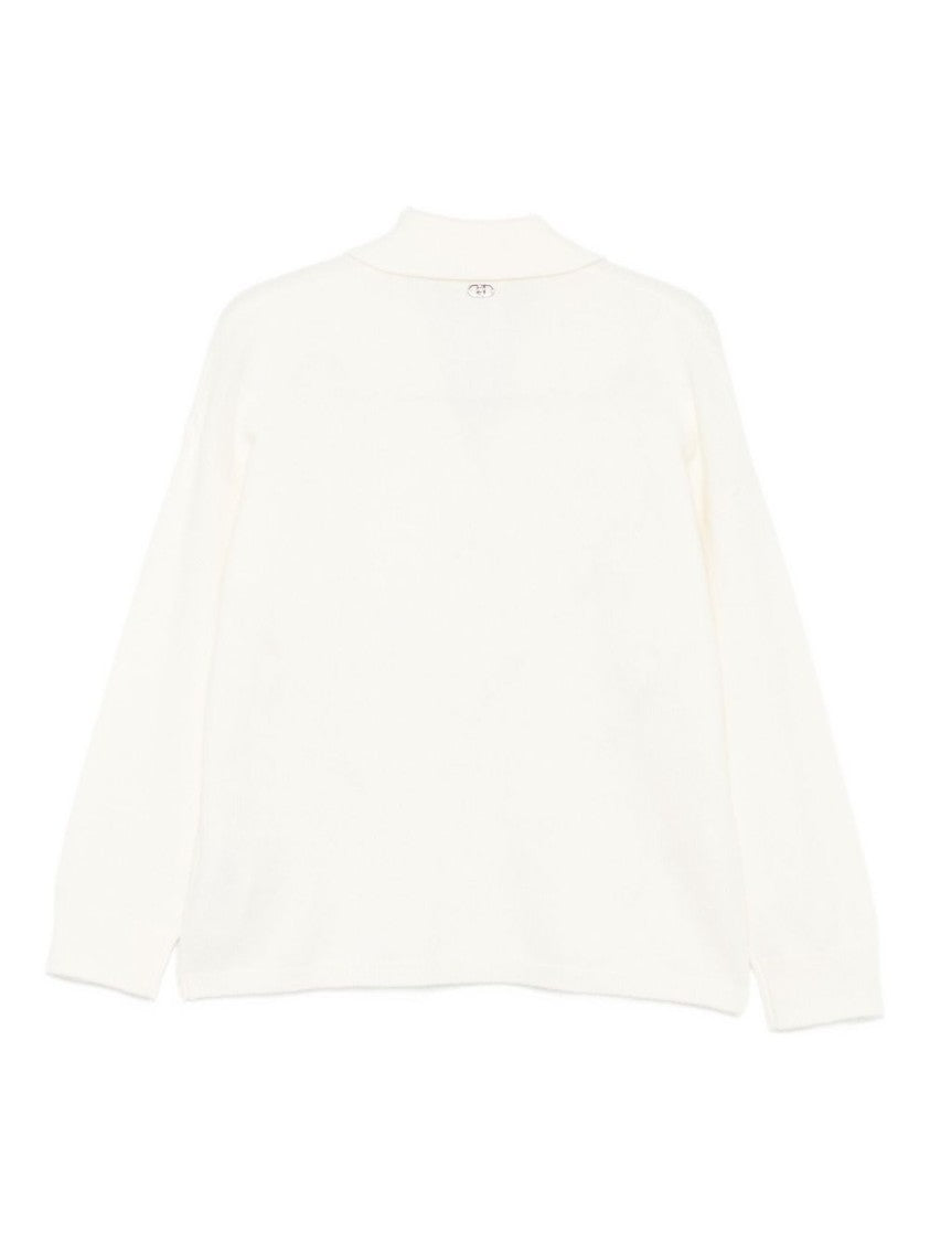 Liu Jo Diamond-Cut V-Neck Wool Sweater