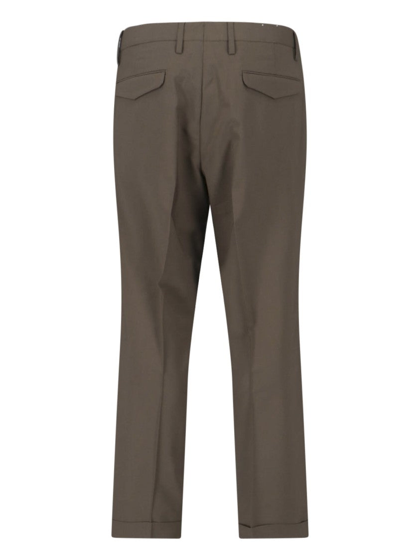 Briglia 1949 Brown Tailored Mid-Rise Virgin Wool Trousers