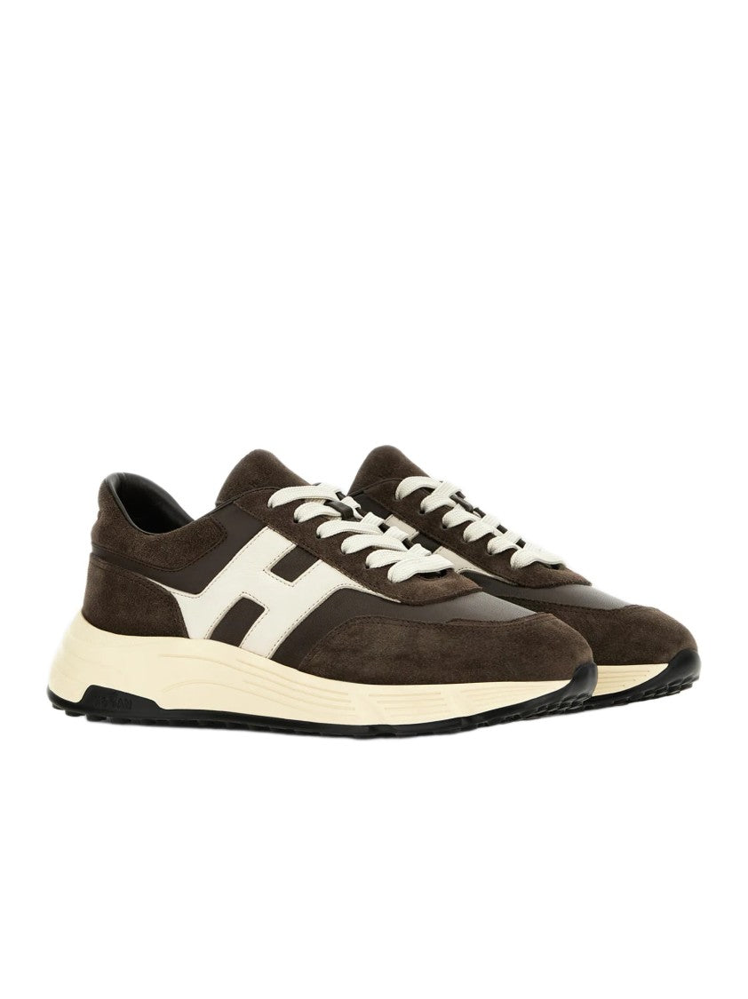 Hogan Brown Suede Sneakers With Leather Accents