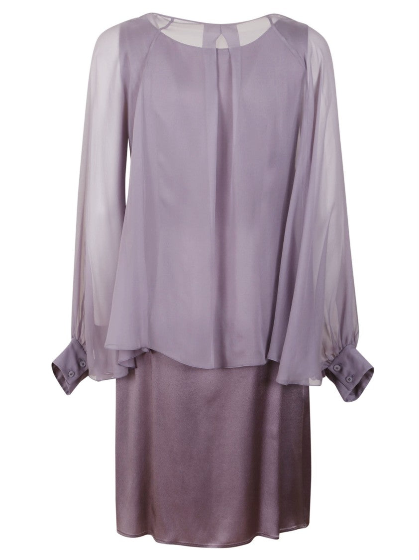 Alberta Ferretti Layered Sheer Overlay Evening Dress