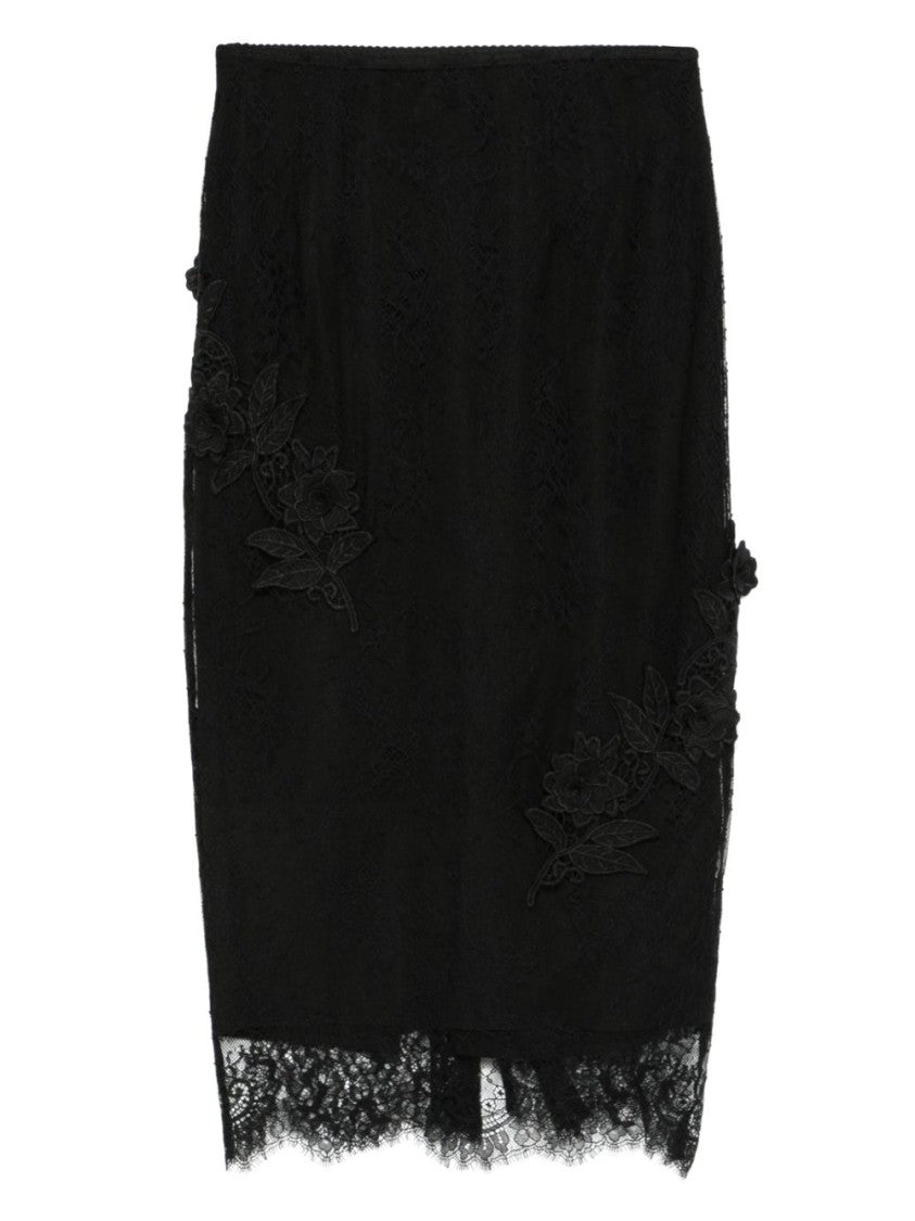 Blugirl Floral Lace Black Skirt With Sheer Detailing