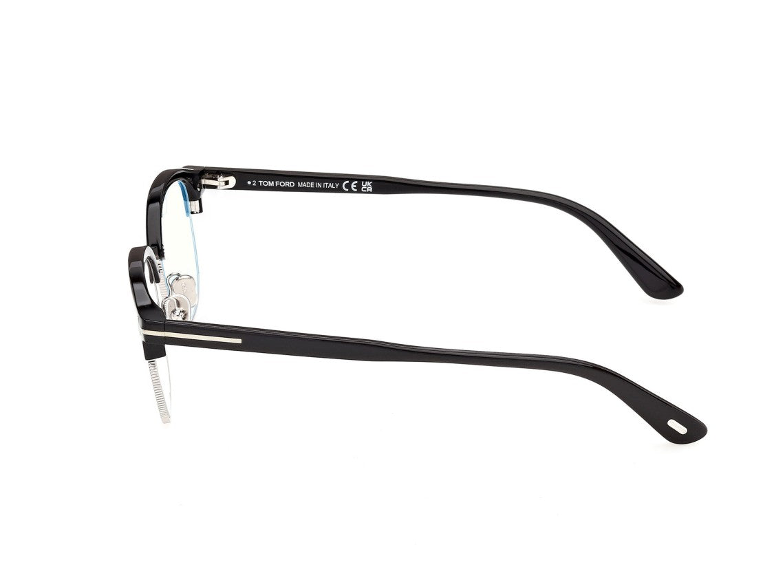 Tom Ford Ft6185-B Black Silver Accent Semi-Rimless Eyeglasses