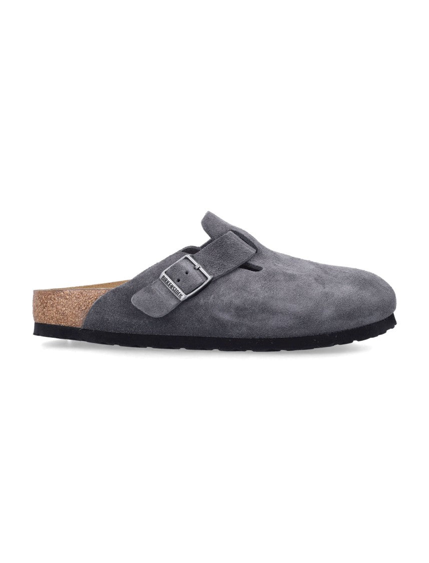 Birkenstock Boston Soft Suede Adjust Buckle Mules