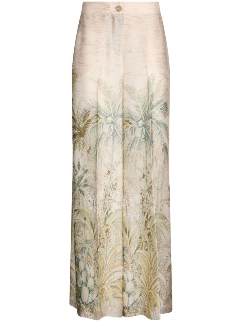 Liu Jo Black Green Jungle Printed Trousers