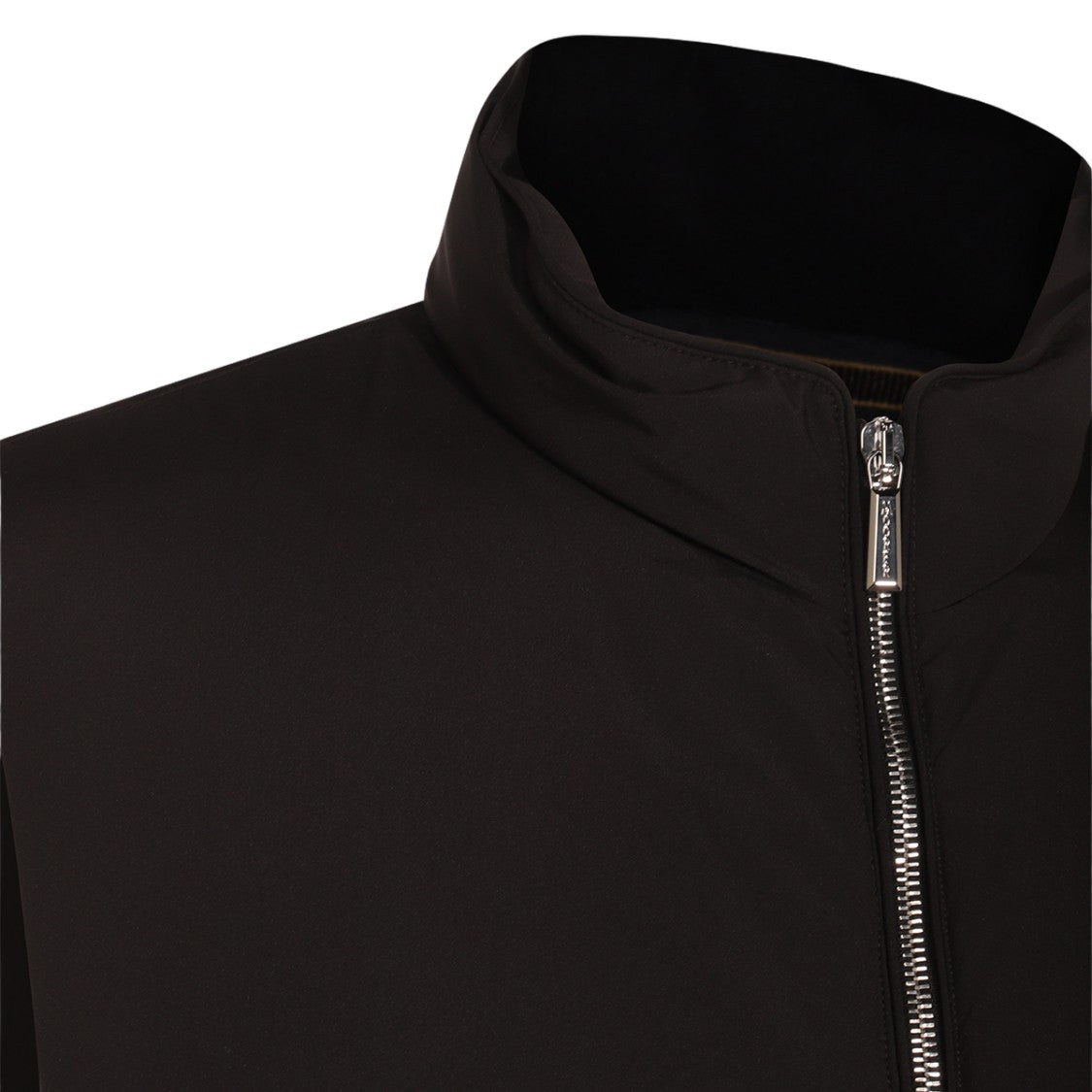Moorer High Collar Sleeveless Vest With Zipper Detail