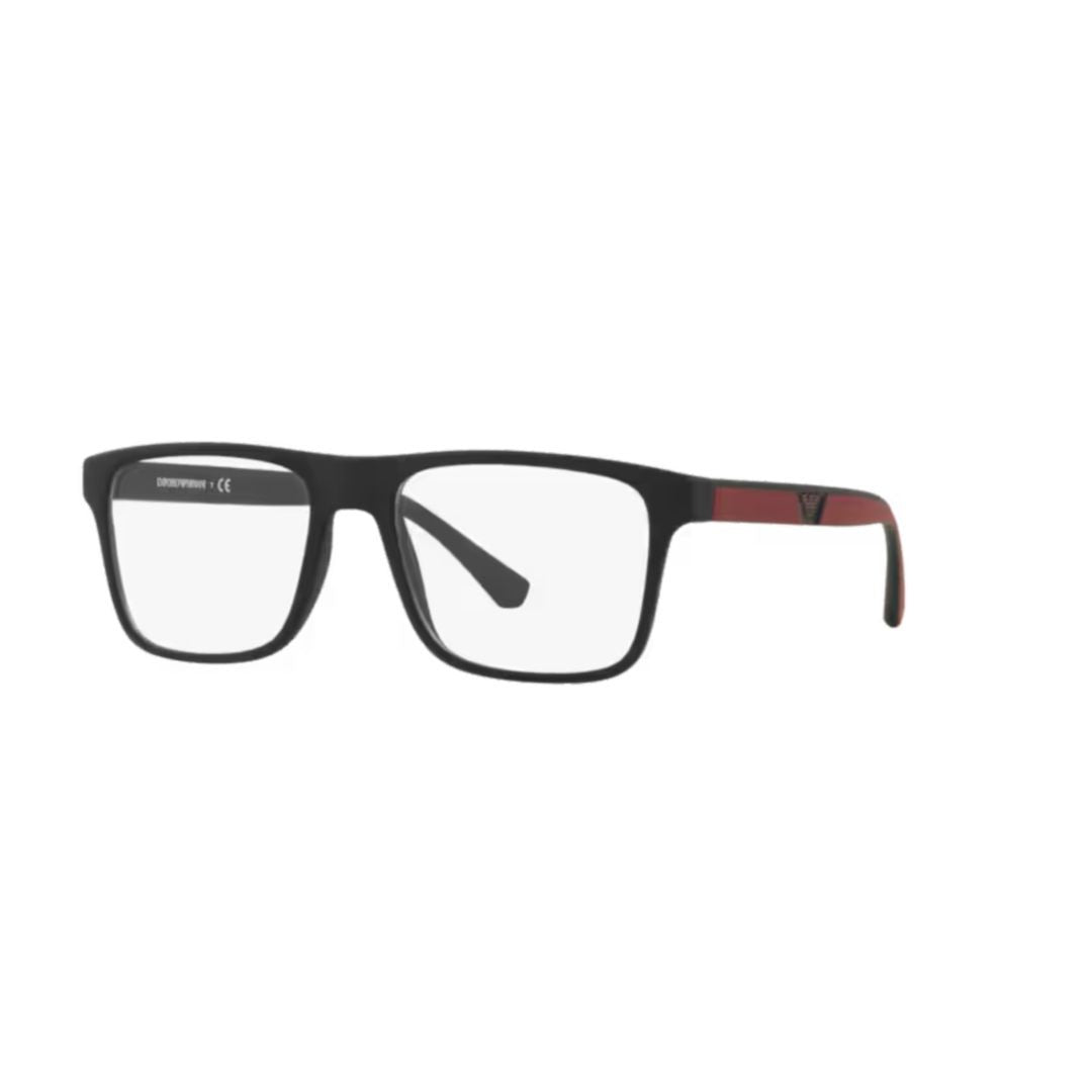 Emporio Armani 0Ea4115 Rectangular Matte Black Eyeglass Frames With Accent Detail
