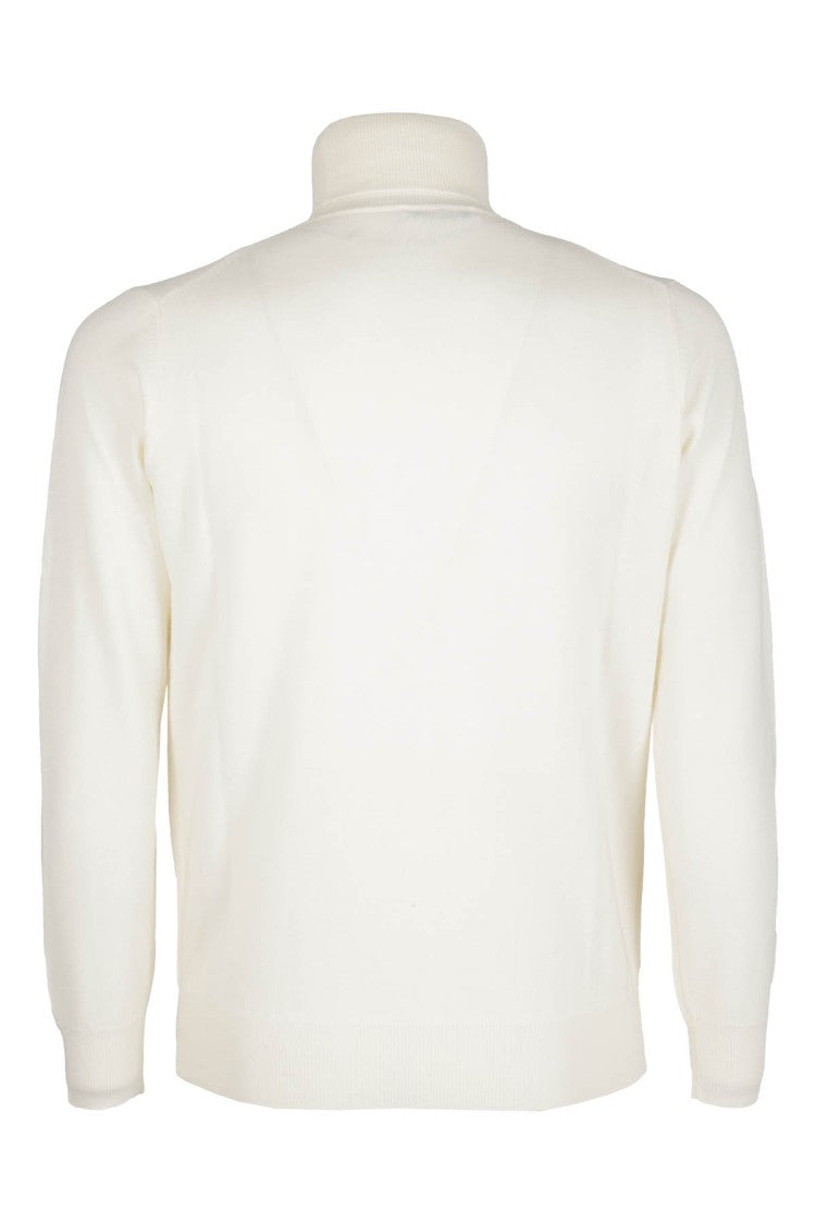 Kangra Cream Single-Thread High-Neck Wool Sweater