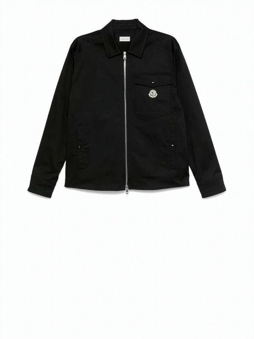 Moncler Casual Black Jacket With Zipper Closure