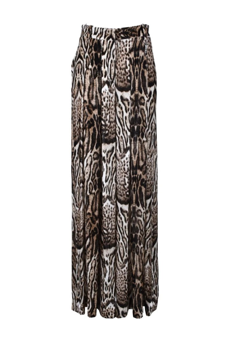 Roberto Cavalli Wide Leg Velour Trousers - Brown/Black