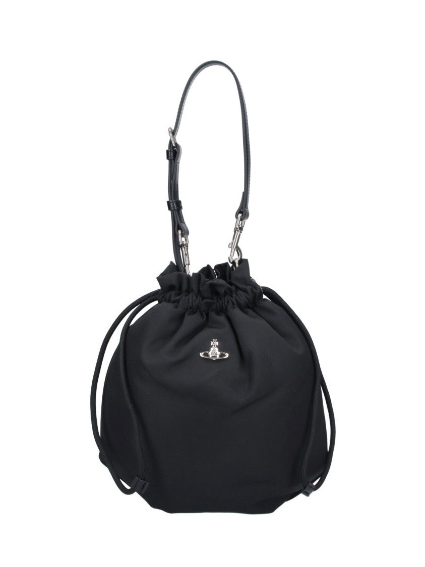 Vivienne Westwood Black Orb Drawstring Fabric Pouch