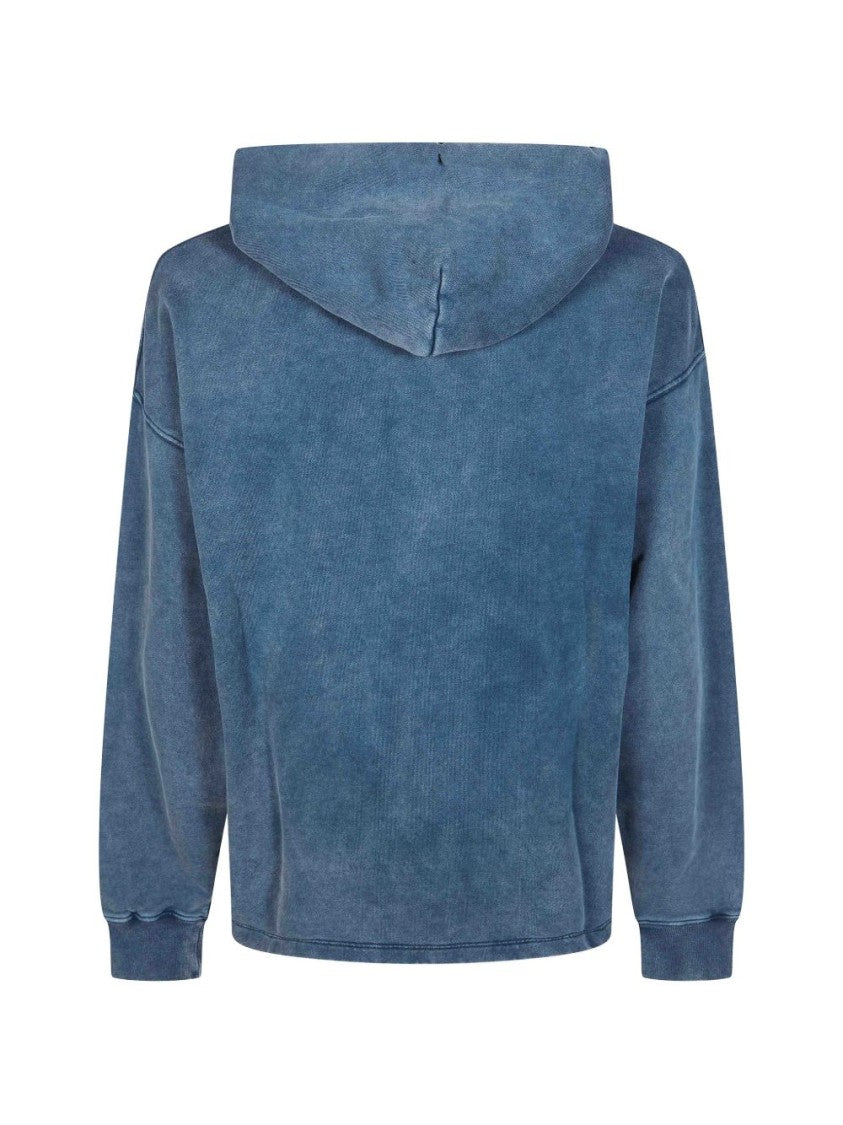 Off-White Blue Cotton Hoodie With Drawstring And Logo Detail