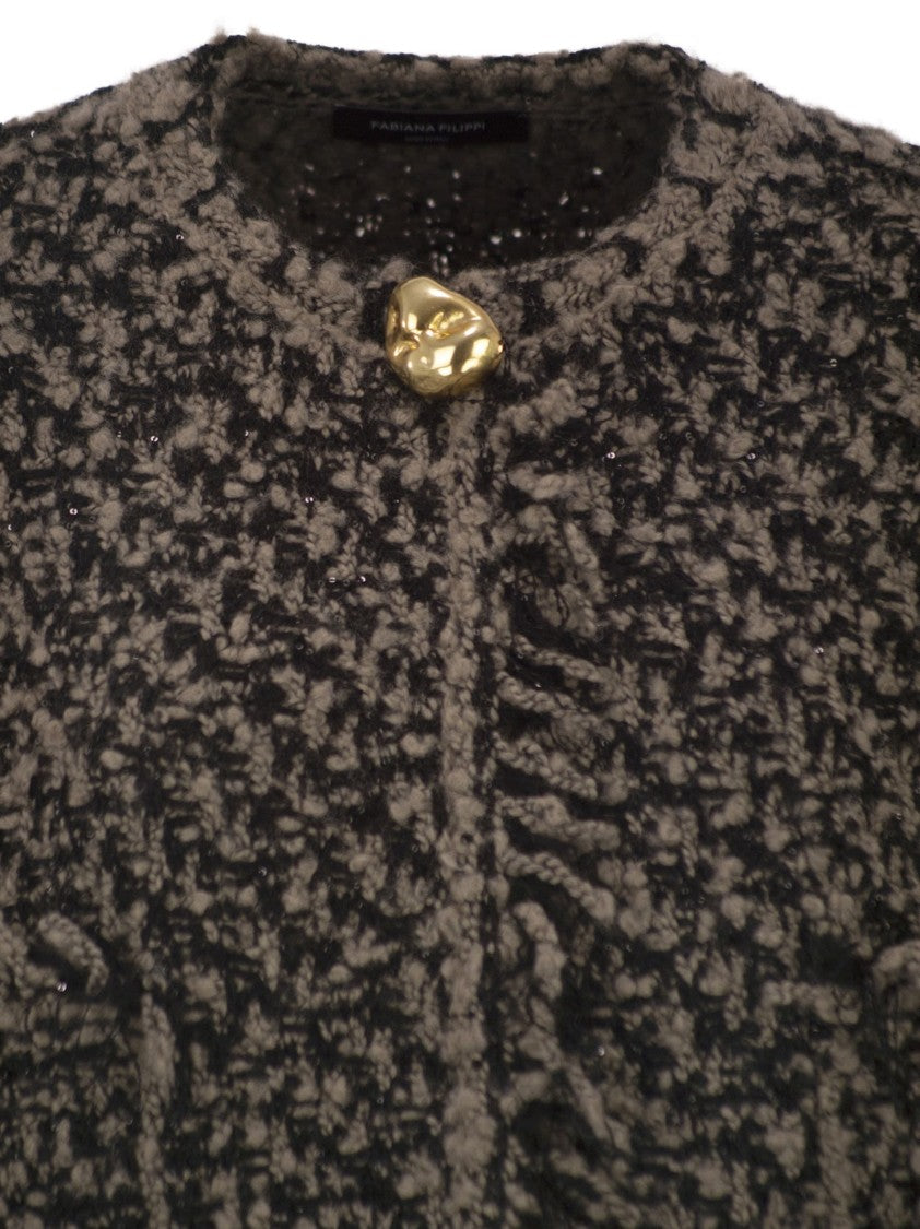 Fabiana Filippi Fringed Jacket In Wool Blend