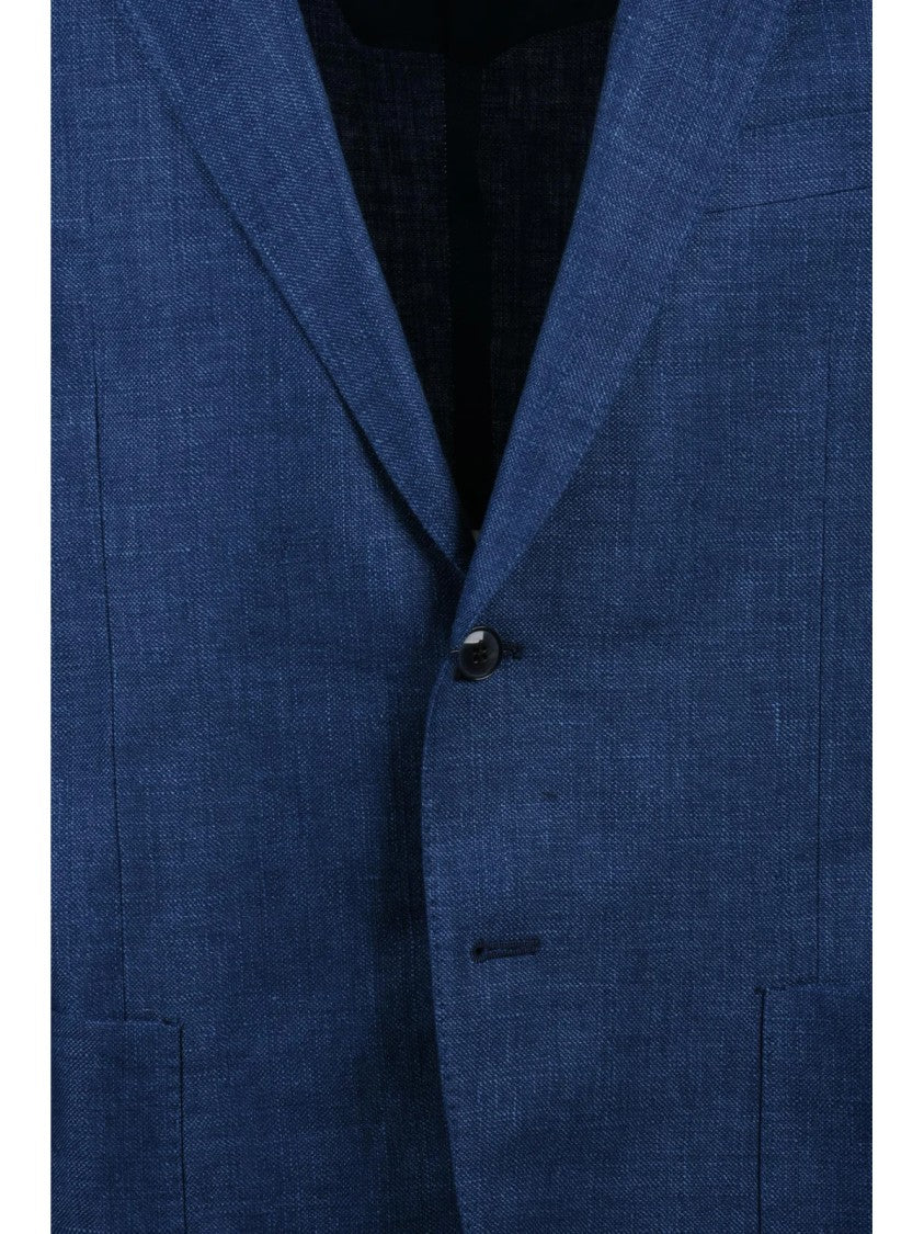 L.B.M. 1911 Royal Blue Linen Wool Rounded Jacket