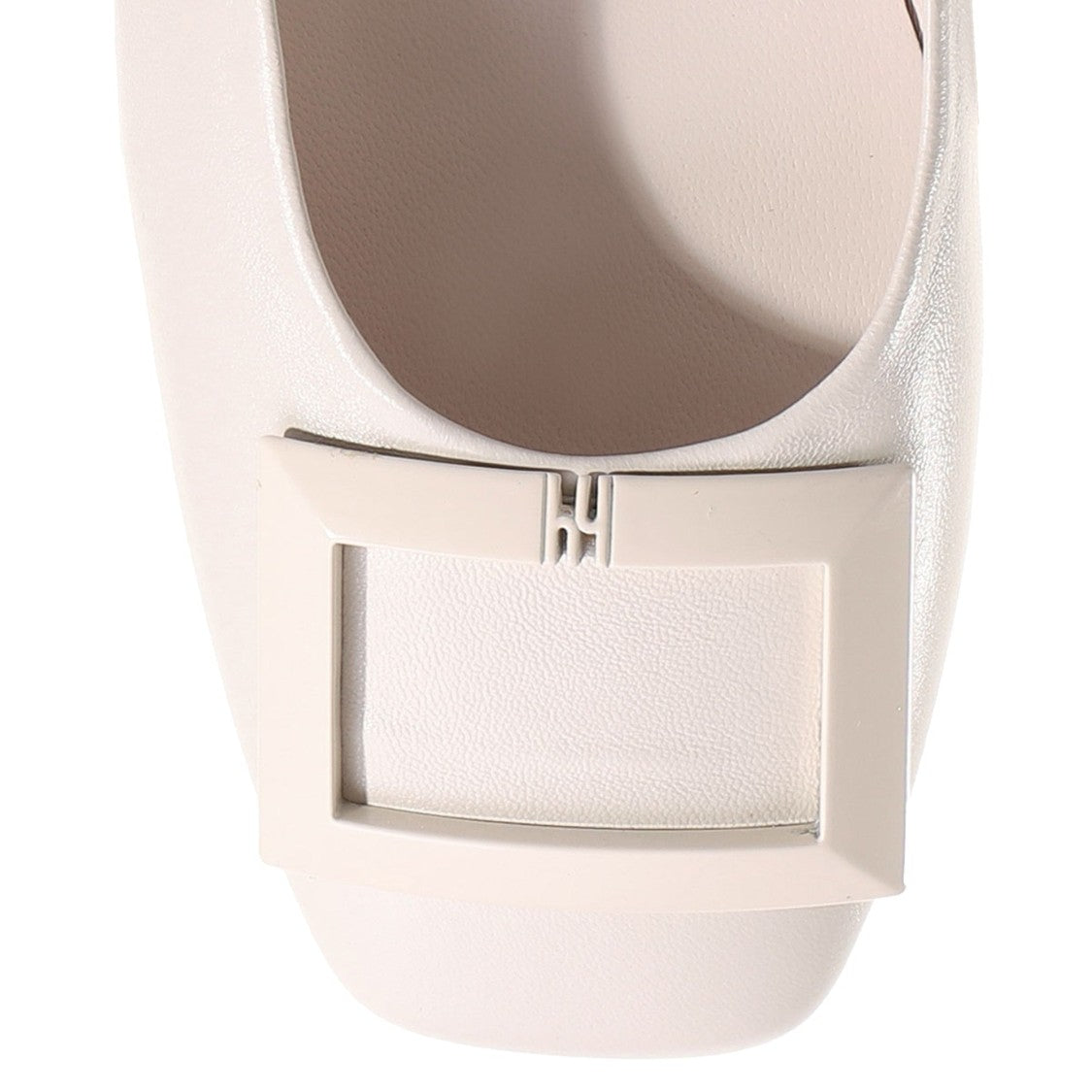 Högl Beige Coco Square Buckle Leather Ballet Flats