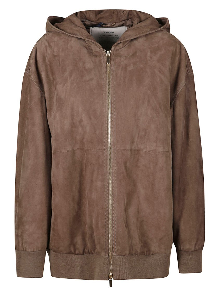 Max Mara Soft Suede Jacket With Relaxed Fit And Hood