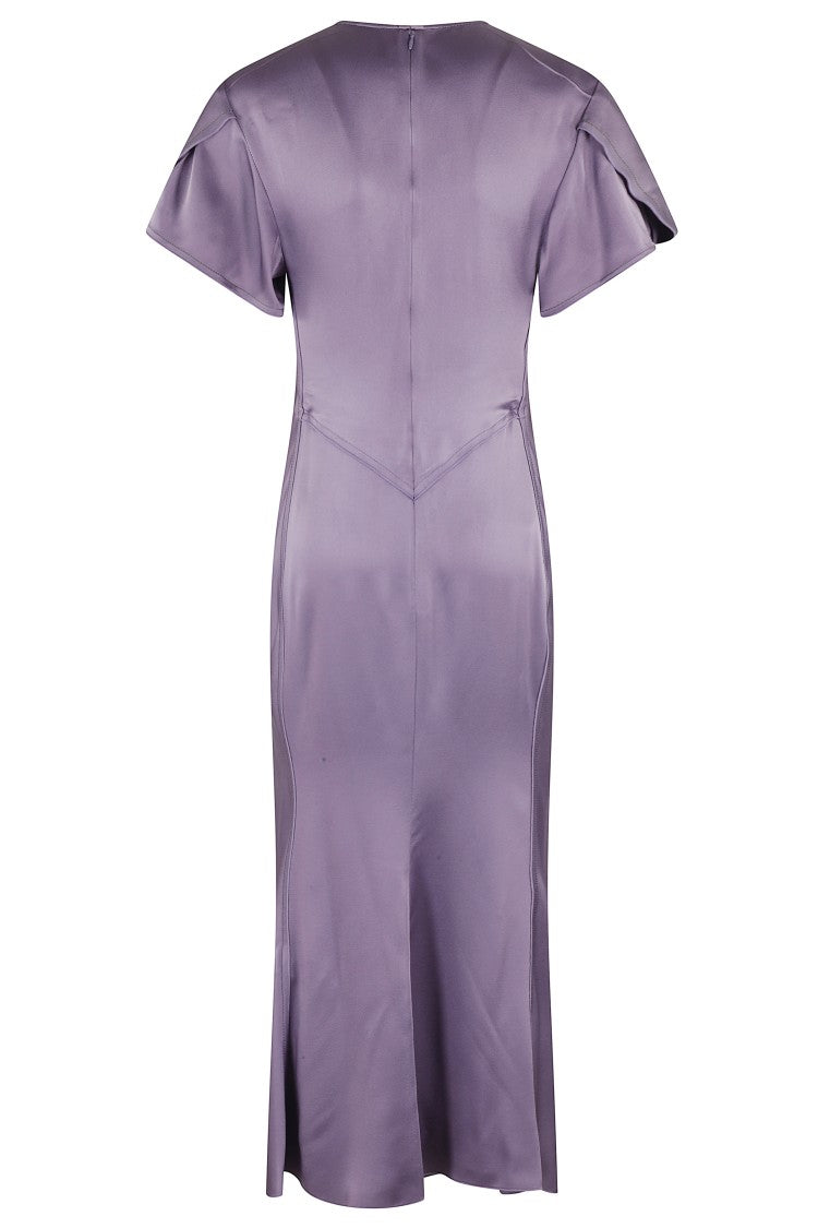 Victoria Beckham Gathered V Neck Midi Dress