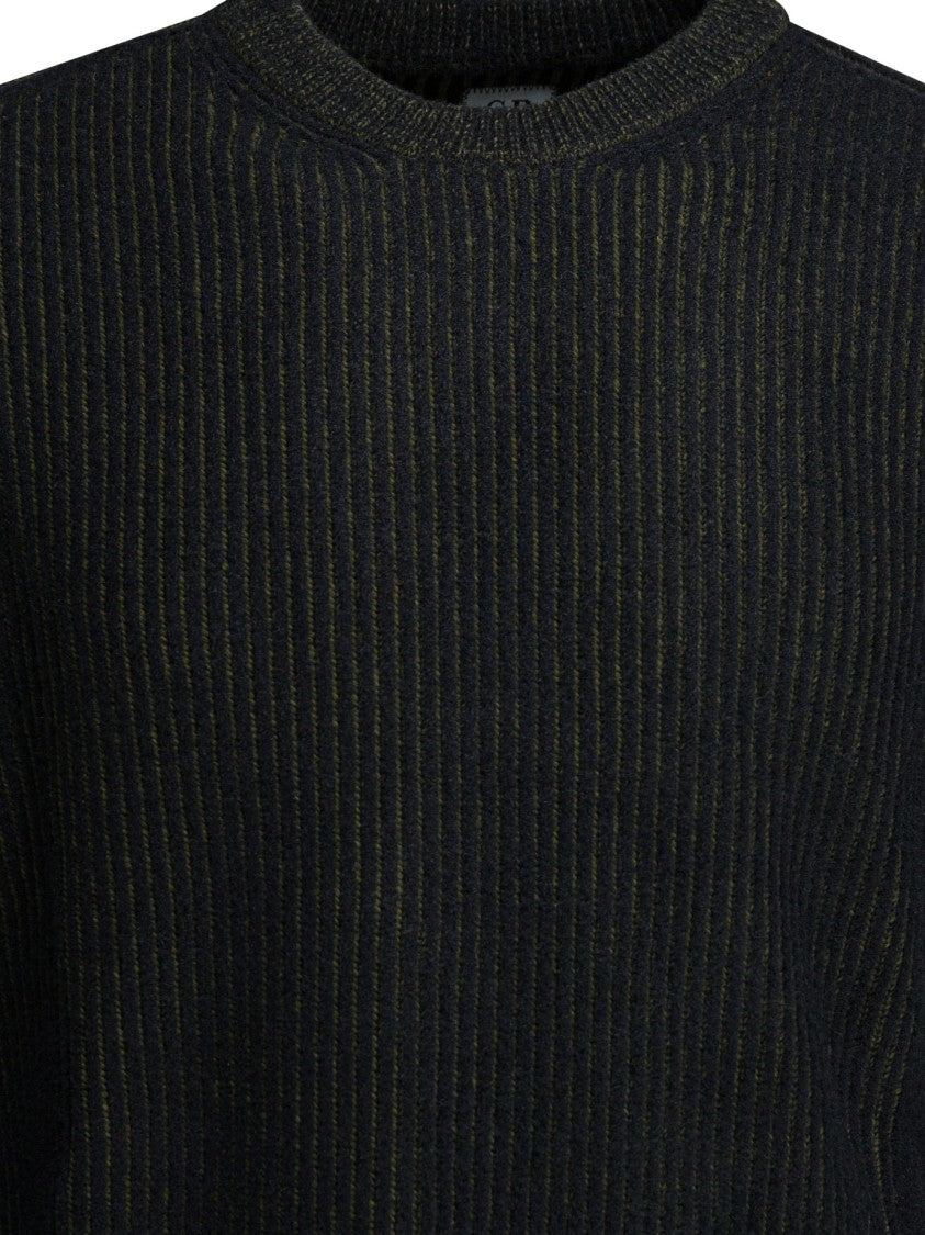 C.P. Company Ribbed Crew Neck Sweater With Distinctive Patch Detail