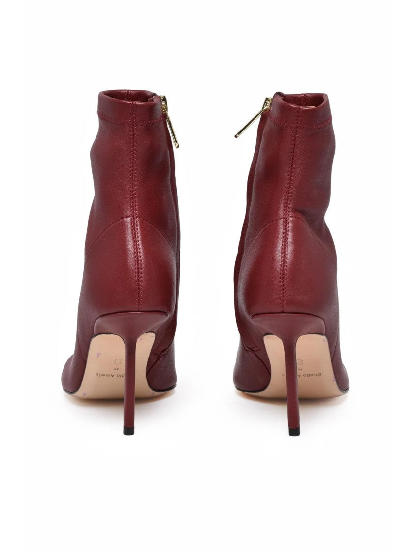Studio Amelia Red Stretch Pointed Toe Stiletto Heel Ankle Boots