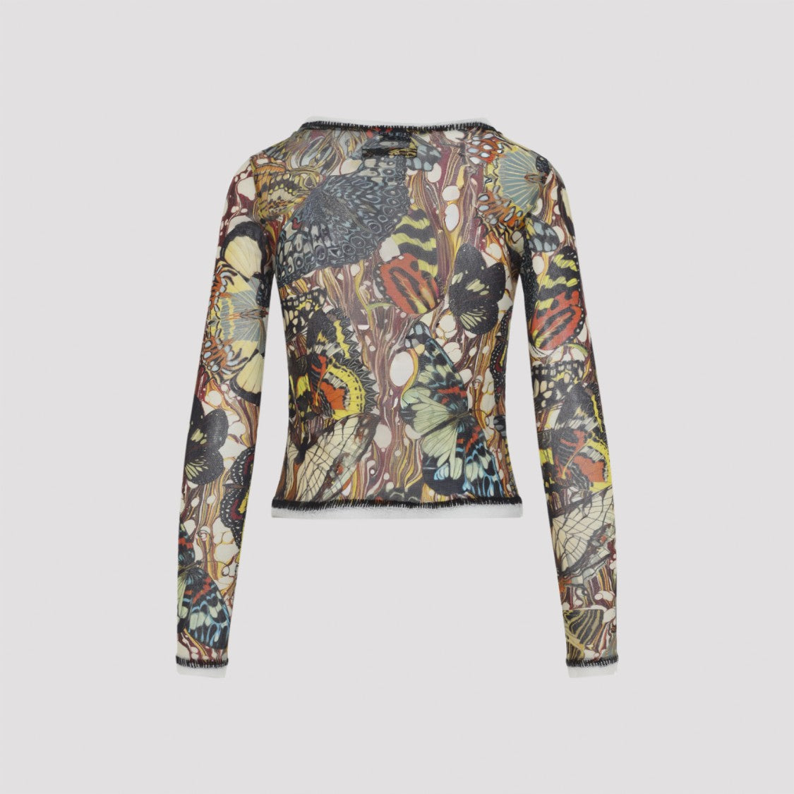 Jean Paul Gaultier Multicolor Mesh Cardigan With Signature Butterfly Print