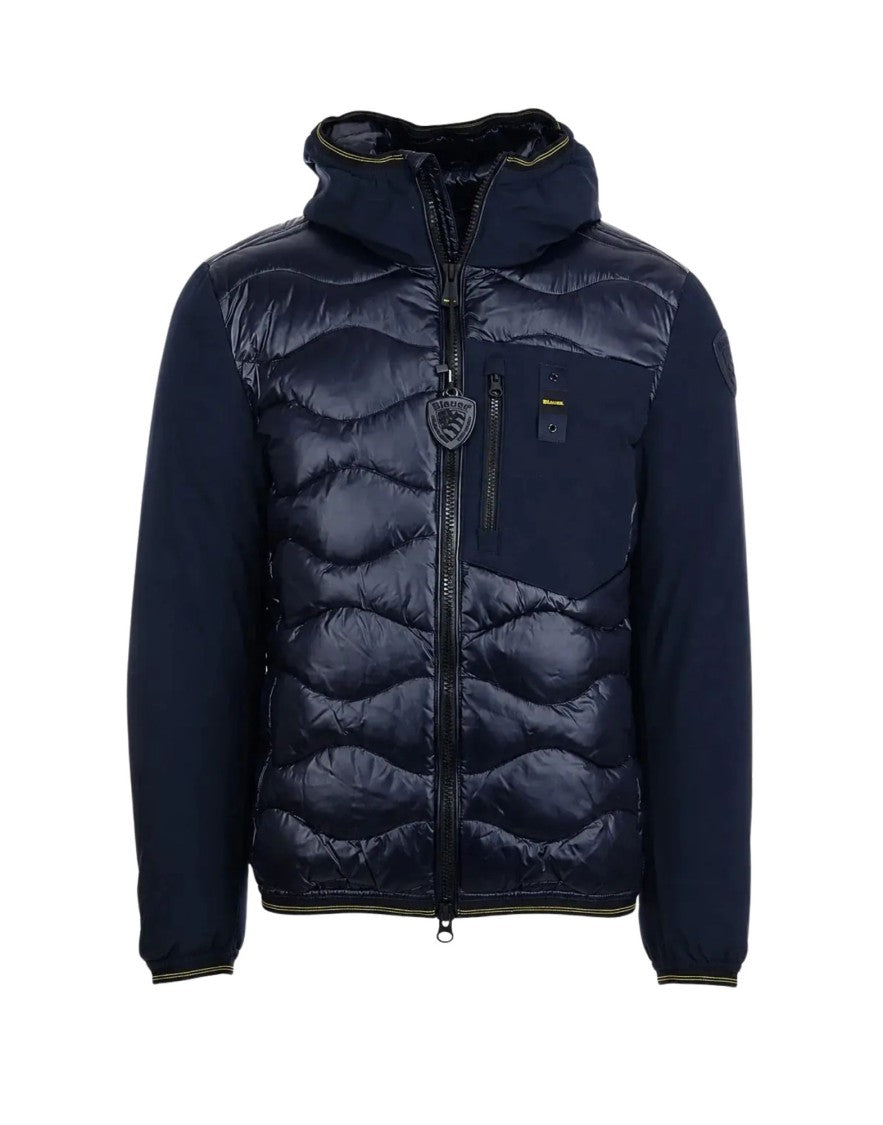 Blauer Dark Blue Albert Wave-Quilted Hooded Down Jacket