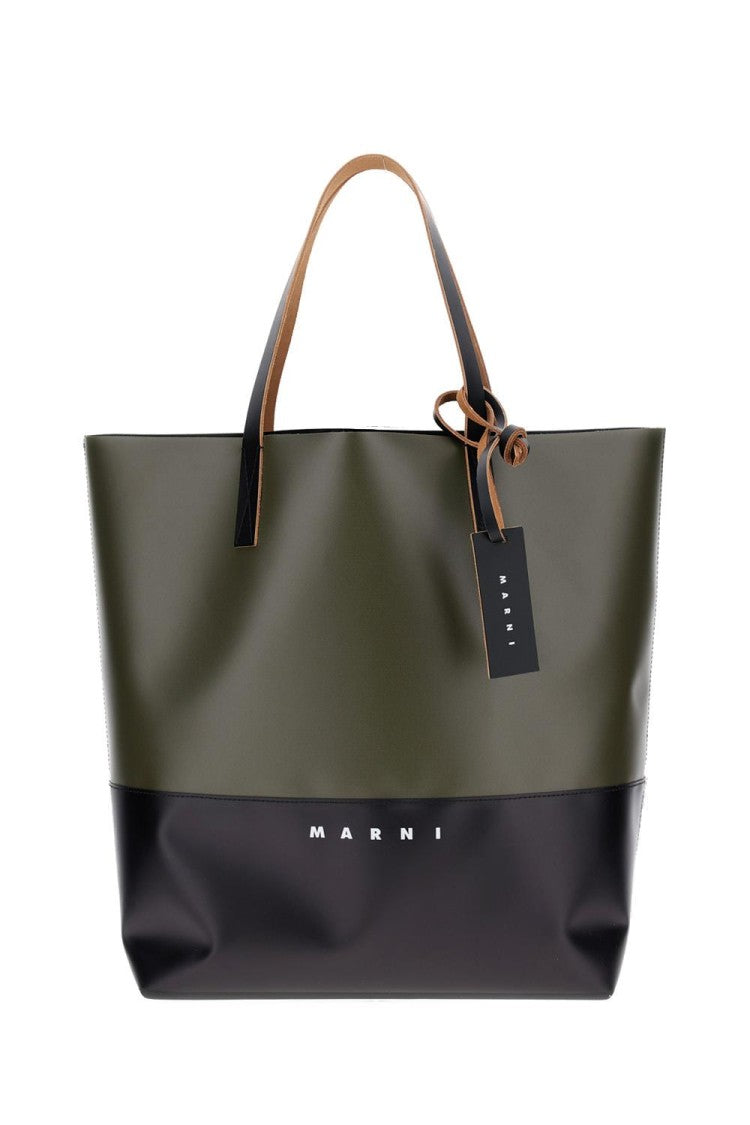 Marni Tribeca Leatherette Tote Bag With Embossed Trim And Logo Detail