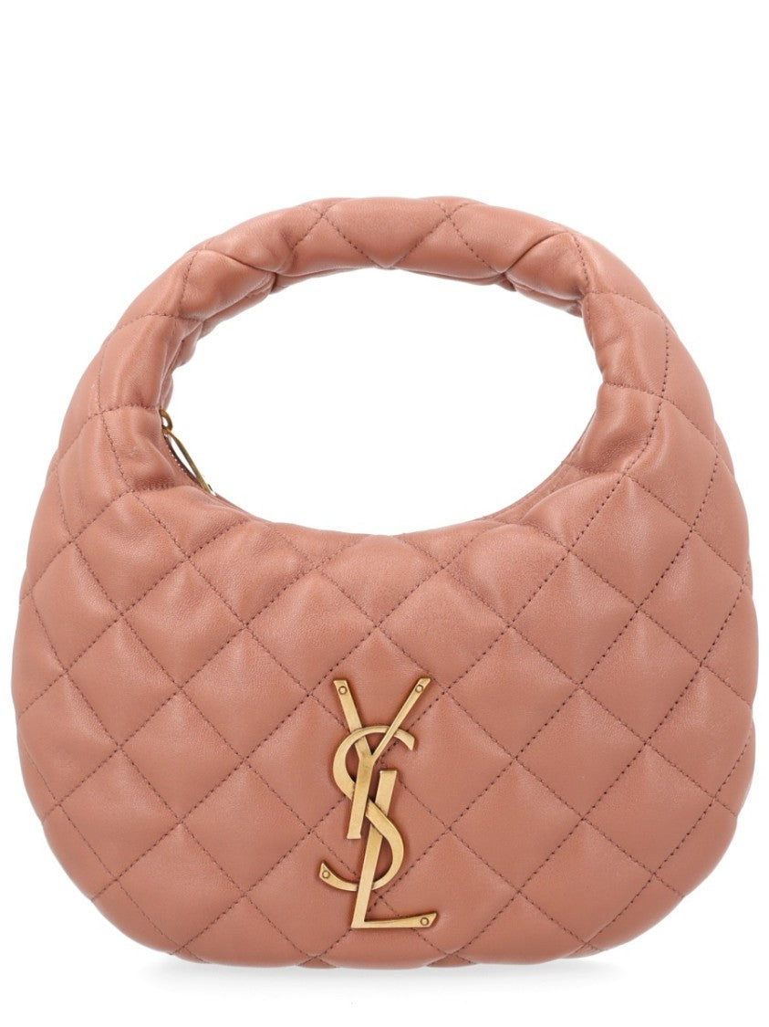 Saint Laurent Crescent-Shaped Quilted Handbag With Metallic Emblem