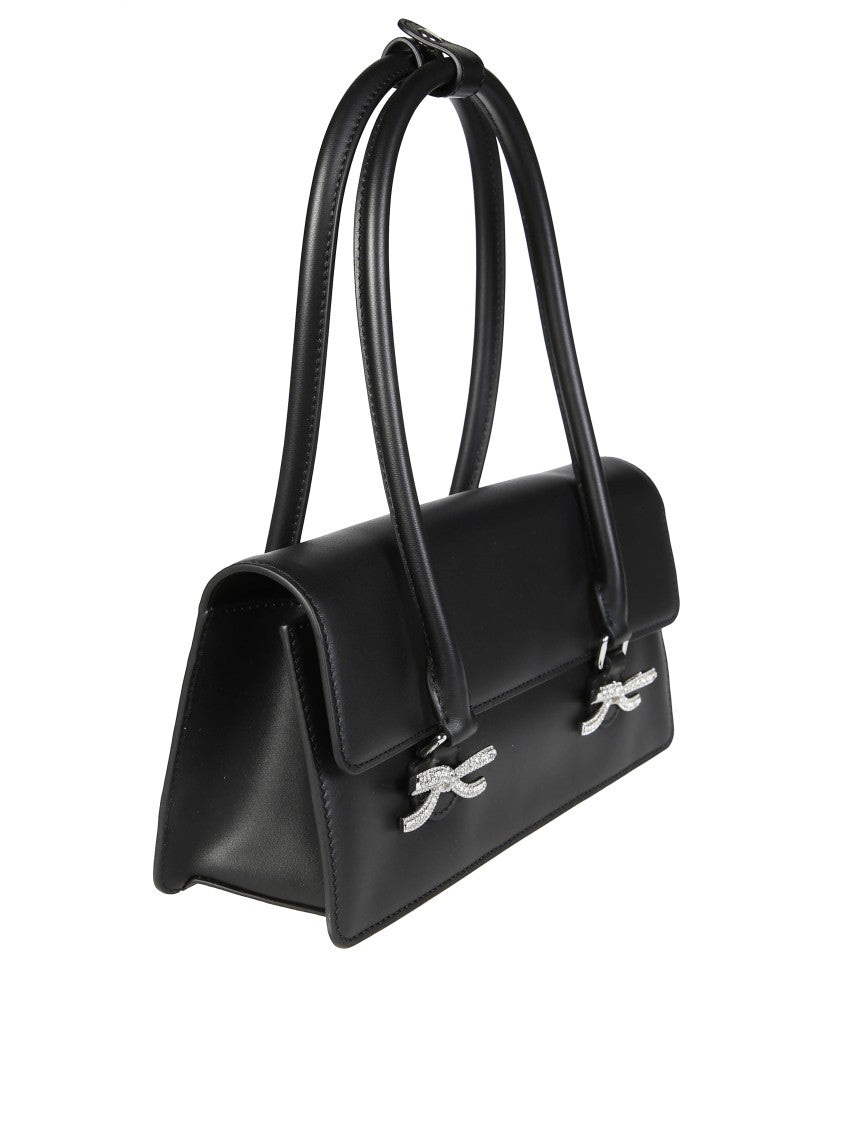 Self-Portrait Rectangular Handbag With Silver Bow Embellishments