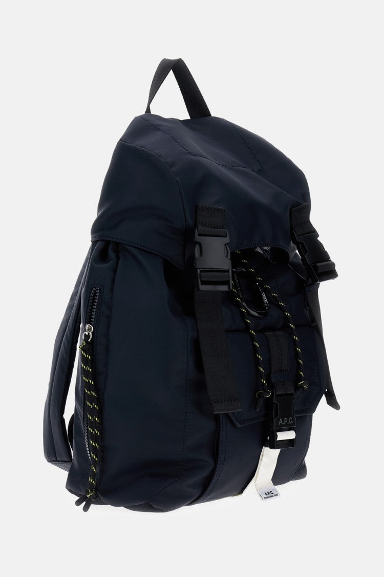 A.P.C. Navy Blue Backpack With Flap Closure And Logo Applique