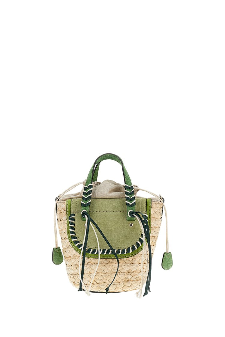 Cuba Lab Green Habanera Raffia Suede Handbag