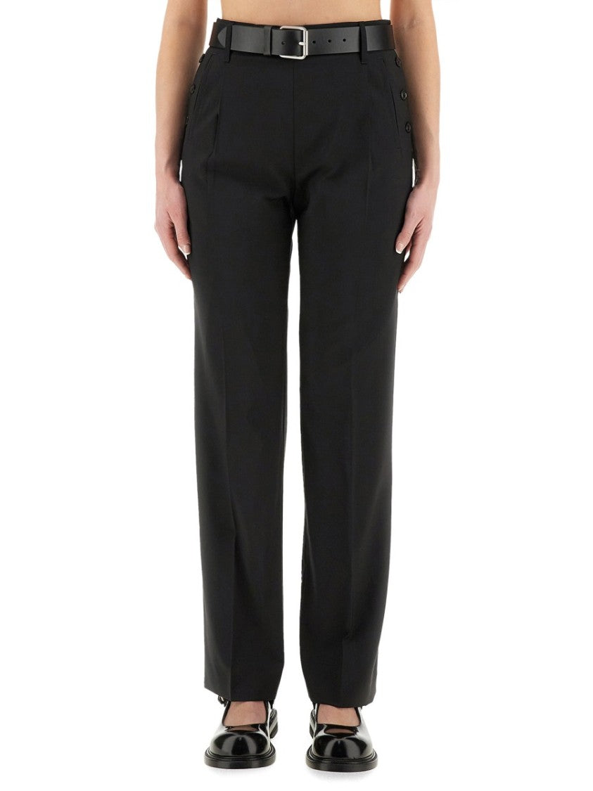 Moschino Tailored Black Virgin Wool Straight-Fit Pants