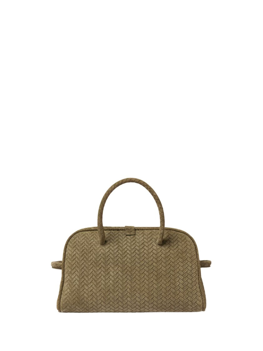 Jacquemus Khaki Chevron Motif Suede Shoulder Bag
