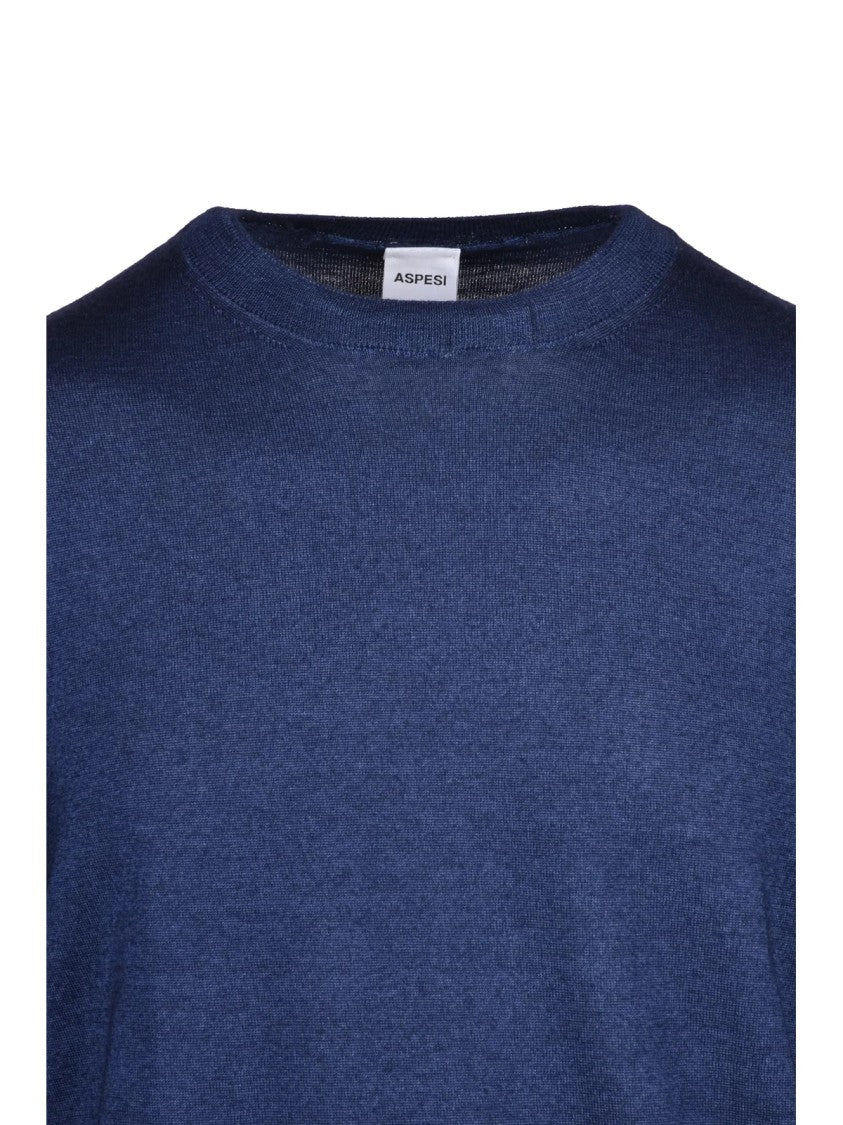 Aspesi Classic Crew Neck Pullover In Fine-Knit Wool