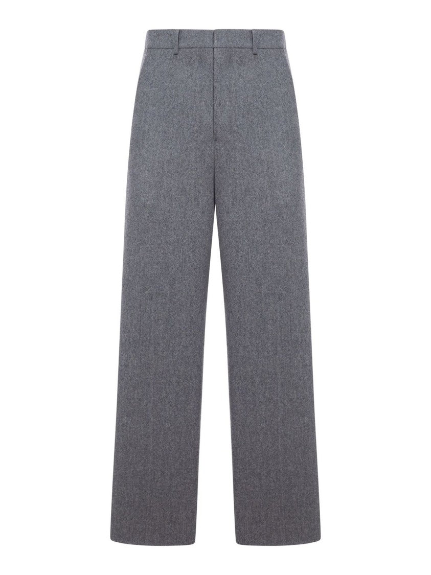Ami Textured Wool Tailored Pants With Classic Waistband