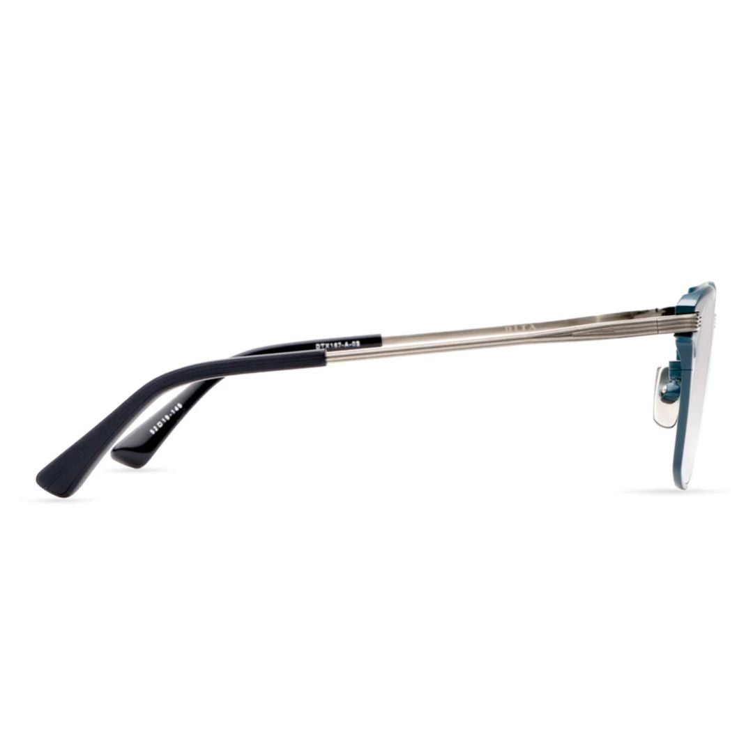 Dita Linrcon Rectangular Frame Eyeglasses With Ribbed Silver Temples