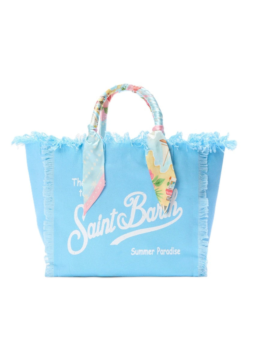 Mc2 Saint Barth Frayed Edge Light Blue Tote Bag