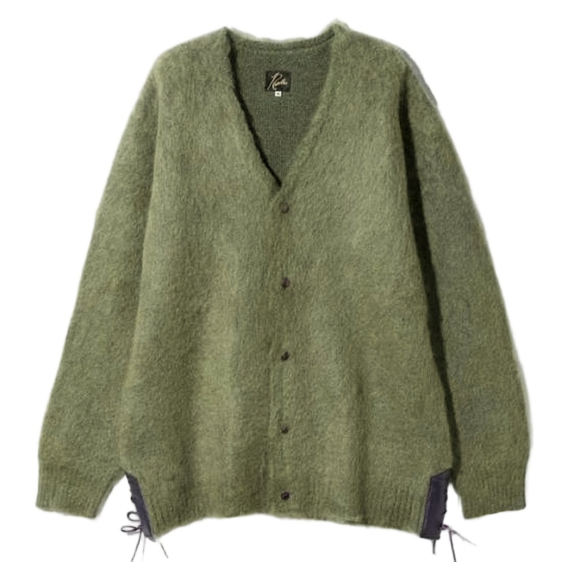 Needles Relaxed Fit Mohair Blend Cardigan With Lace-Up Hem Details