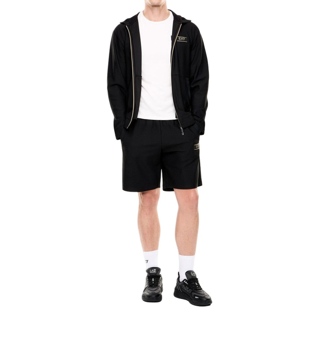 Ea7 Emporio Armani Full-Zip Sweatshirt With Drawstring Hood