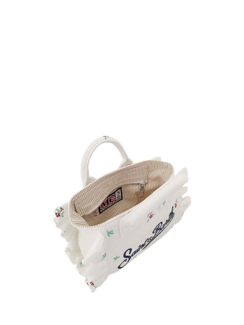 Mc2 Saint Barth White Unica Floral Embroidery Handbag
