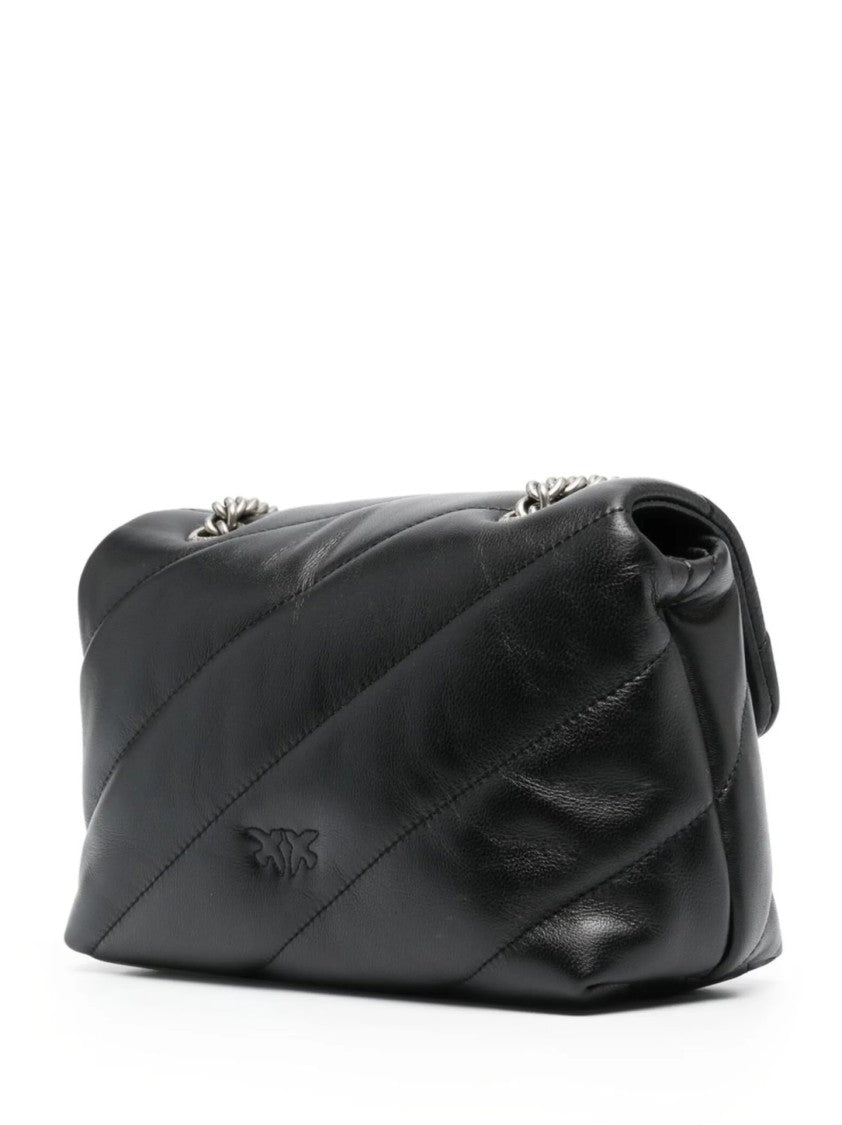 Pinko Quilted Black Bag With Flap Closure And Chain Strap