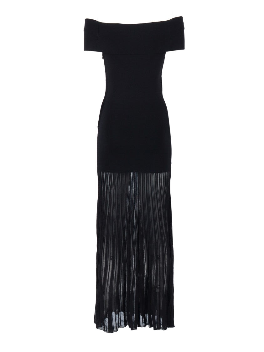 Michael Kors Fold Over Sheer Pleated Maxi Dress