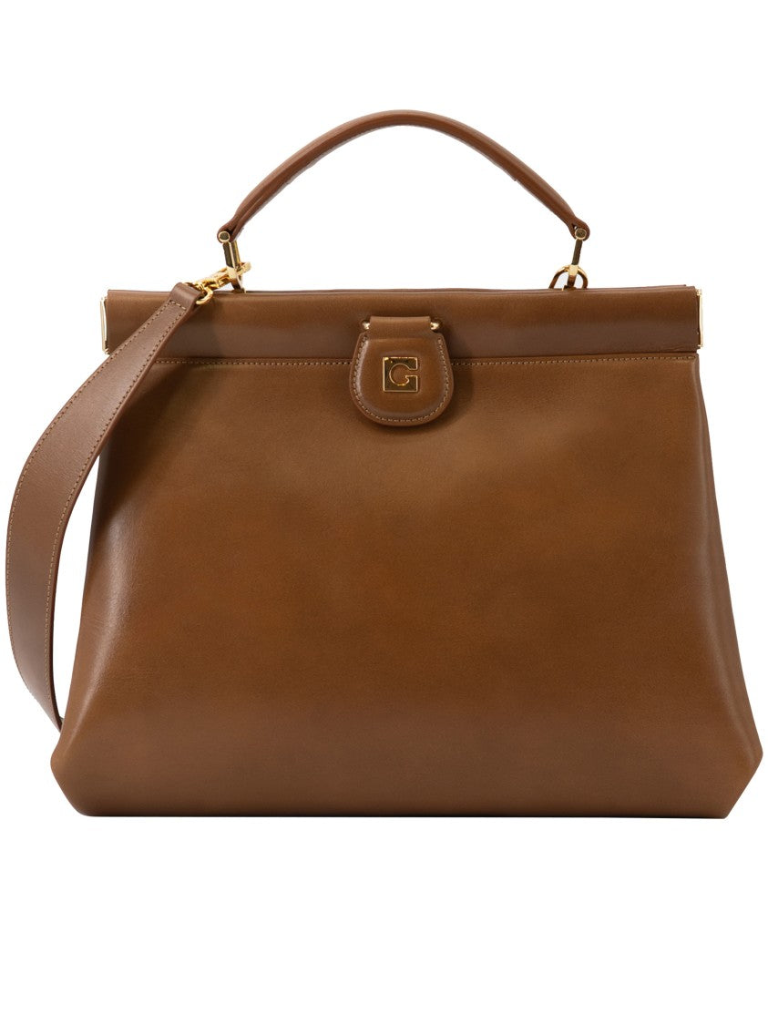 Gherardini 1212 Structured Warm Brown Polished Handbag
