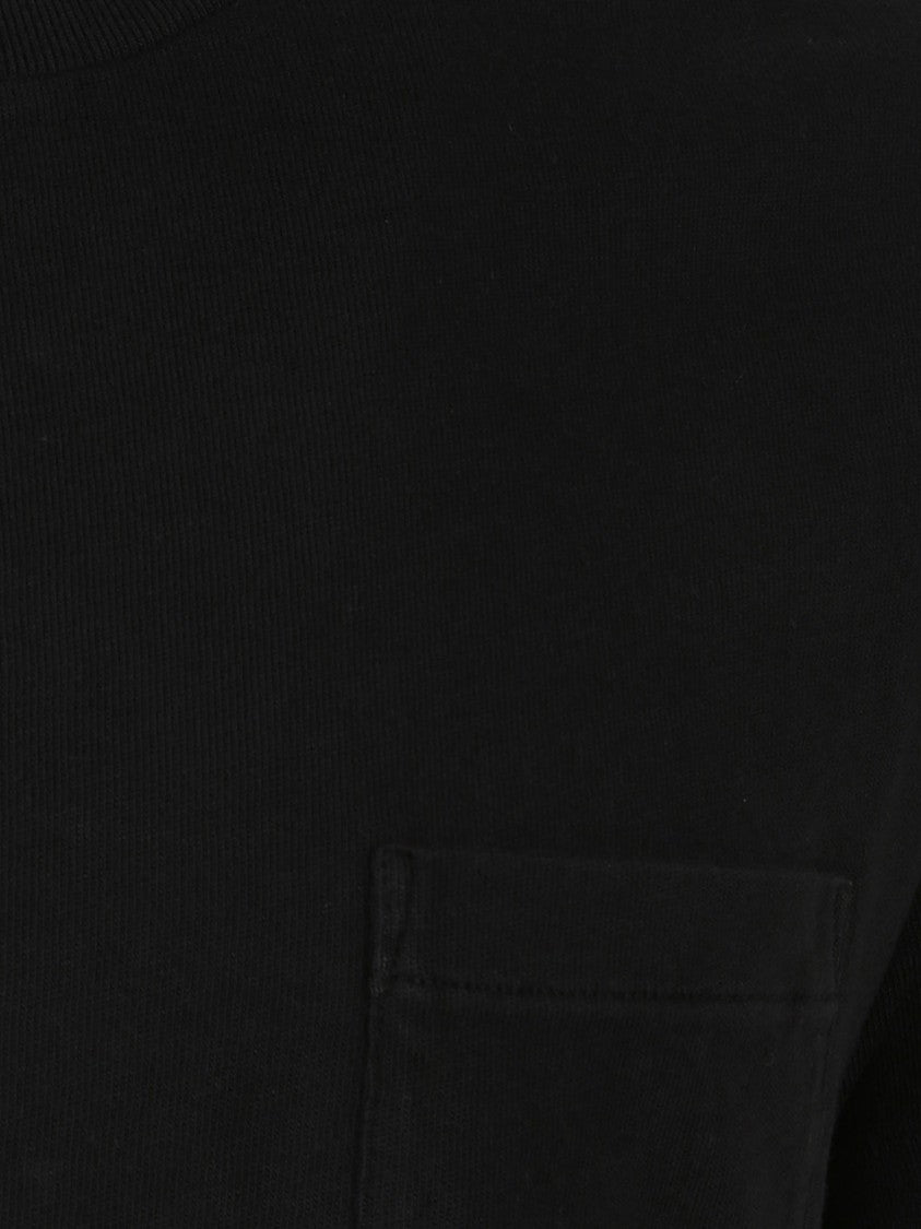 Tom Ford Ribbed Texture Black Cotton T-Shirt With Chest Pocket