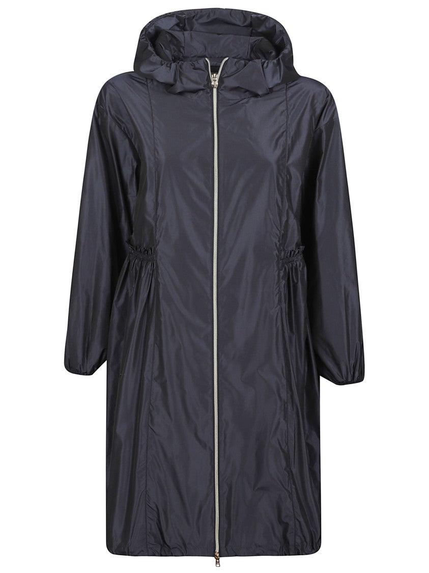 Herno Black Ruffled Details Hooded Parka