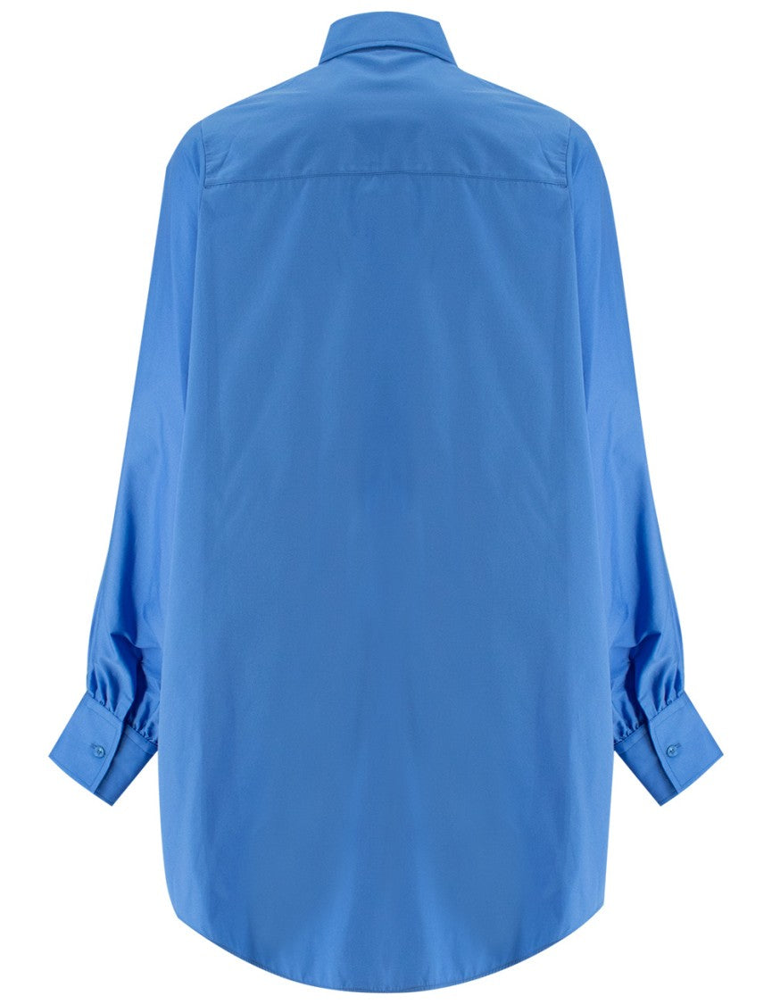 Ermanno Scervino Azur Blue Cotton Shirt With Lace Detailing