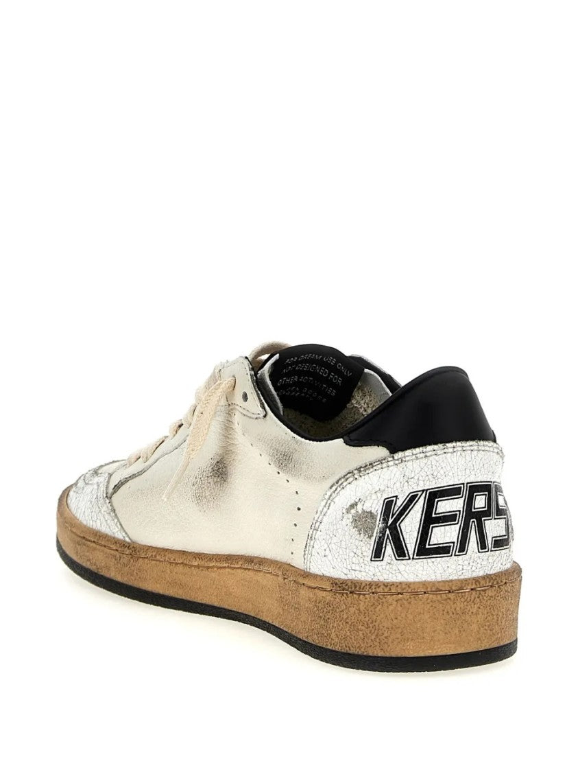 Golden Goose Distressed Metallic Leather Low-Top Sneakers