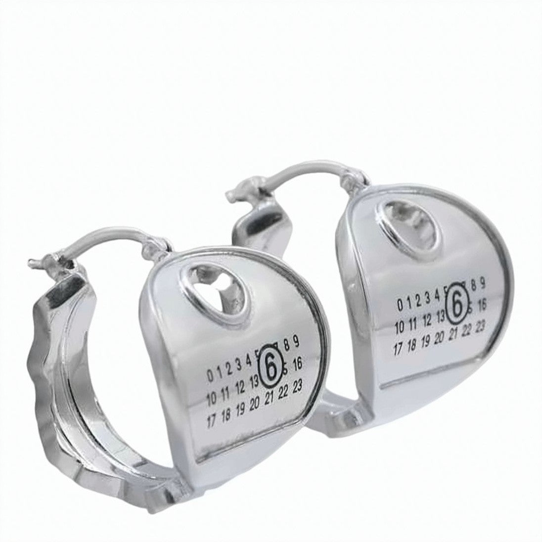 Mm6 By Maison Margiela Polished Silver-Tone Earrings With Unique Rounded Rectangular Shape