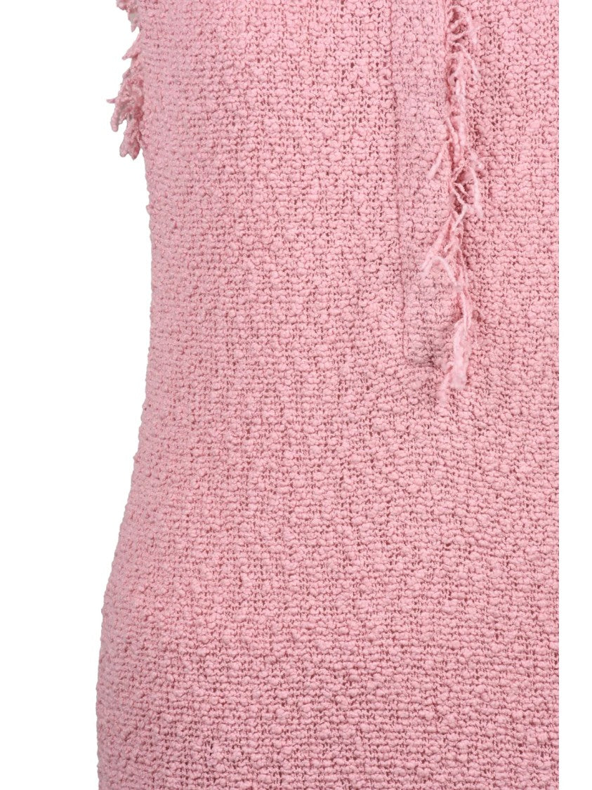 Iro Pink Bouclé Stretch Cotton Sheath Dress